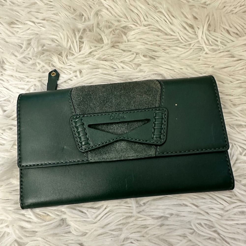 Cole Haan Bottle Green Leather Folding Wallet